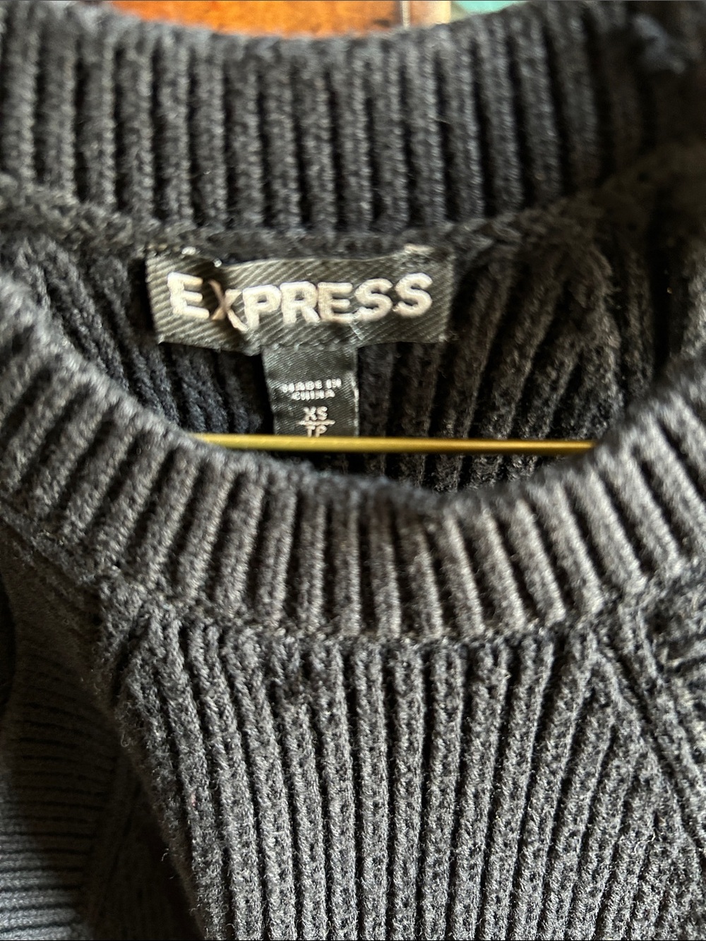 Express Black Ribbed Knit Halter-Style Tank Top - Picture 2 of 3